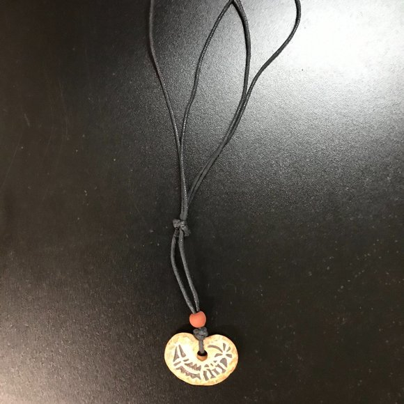16-28" Long Brown Cord Necklace with Ceramic Focal Bead - Picture 1 of 3